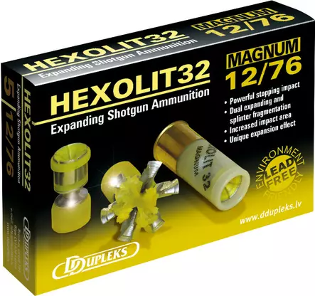 DDupleks Hexolit32 Magnum 12/76 32g 5kpl, täyteinen - Haulikon kaliiperi 12 - 4751007980210 - 1