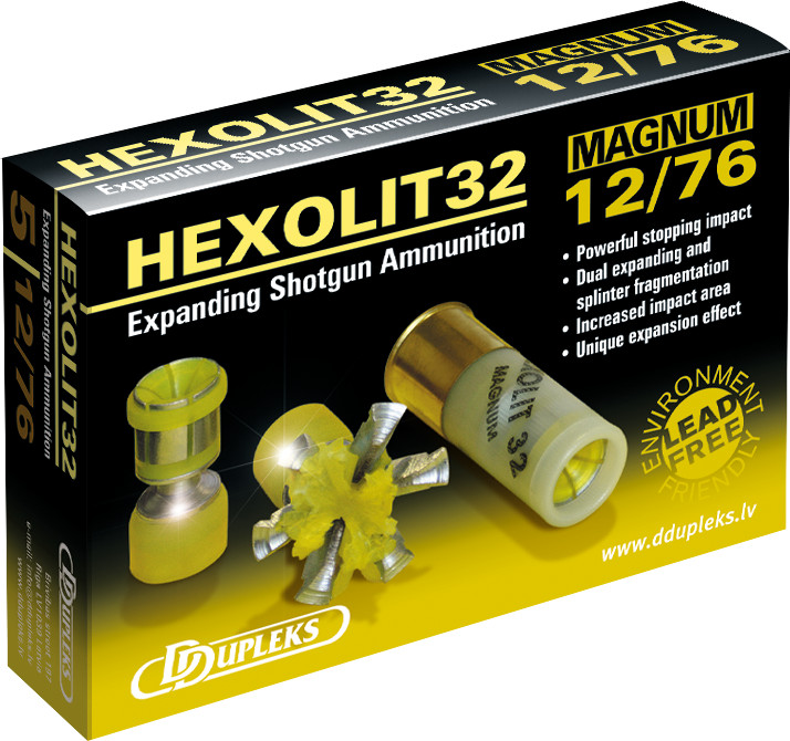 DDupleks Hexolit32 Magnum 12/76 32g 5kpl, täyteinen - Haulikon kaliiperi 12 - 4751007980210 - 1