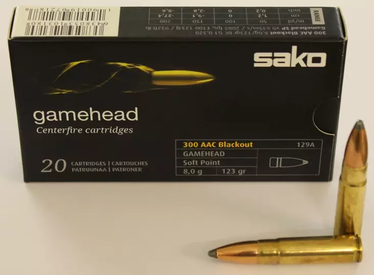 Sako Gamehead 300 AAC Blackout 8g 20kpl - Kiväärin kaliiperit 6,5-7,62 - 6438053103180 - 2