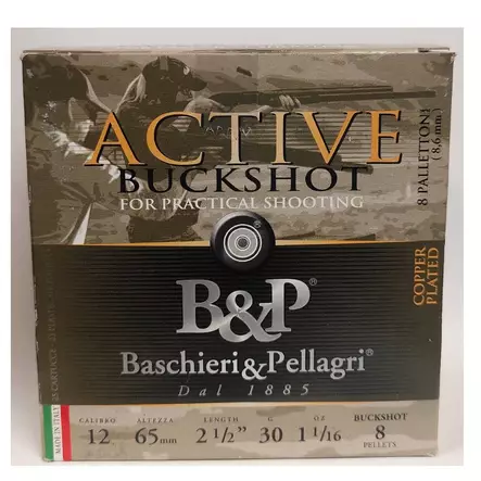 B&P 12/65 Active Buck 30g 8,6mm/8kpl 25kpl - Haulikon kaliiperi 12/70 - 3950001293871 - 1