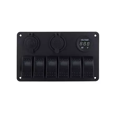 IP68 6 kytkintä, USB ja 12V virtapistoke 12/24V -kytkinpaneeli - Venetarvikkeet - NSF002721 - 1