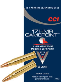 CCI GamePoint .17hmr 50kpl 1,3g/20gr 724 m/s - Pienoiskiväärin kaliiperi 17 HMR - 076683000521 - 1