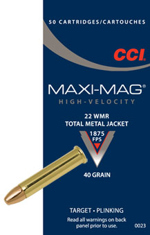 CCI MaxiMag 22WMR 2,6g TMJ 50kpl - Pienoiskiväärin kaliiperi 22 WMR - 076683000231 - 1