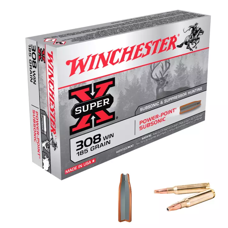 Winchester 308win PP Subsonic 12g 20kpl - Lyijylliset metsästyspatruunat - 020892223301 - 1