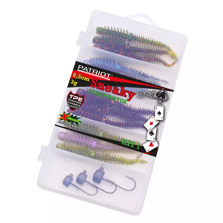 Patriot Sneaky 8,5cm NED lajitelma 12+3kpl Clearwater - Jigit - 6417512543071 - 1