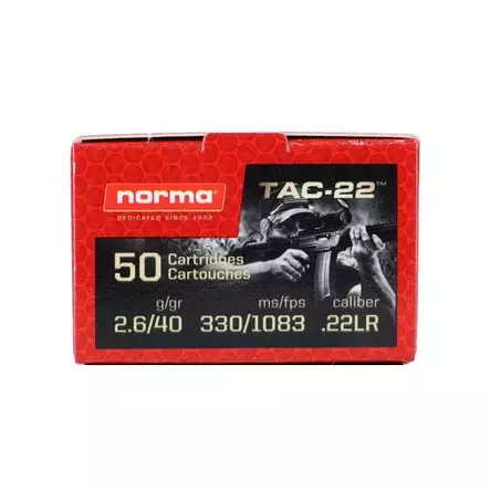 Norma USA Tac-22 lr LRN 2,6g, pienoiskiväärin patruuna - Pienoiskiväärin kaliiperi 22 LR - 3950001251222 - 1