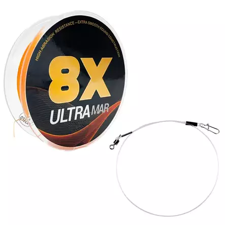 UltraMar 8X 120m kuitusiima oranssi + Fluorocarbon-peruke - Kuitusiimat - 6420071115382 - 1