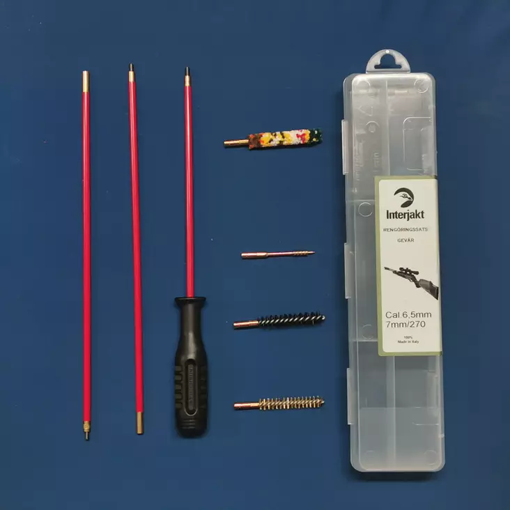 Interjakt Puhdistussarja säilytyskotelolla-eri kaliipereille - Aseen puhdistus - 3950001254193 - 3