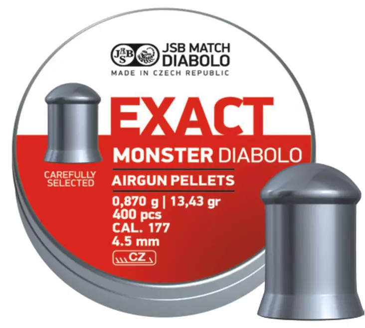 JSB Exact Monster Diabolo 4,5mm, 0,87g 250 kpl - Ilma-aseen panokset - 3950000117383 - 2