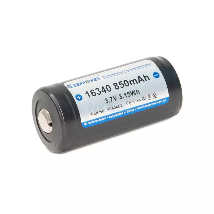 Keeppower RCR123A Li-Ion akku 3,7V 850 mAh - Akut, laturit ja patterit - 3950001289683 - 1