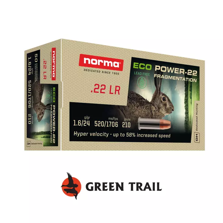 Norma Eco Power-22 1,6g 22LR lyijytön pienoiskiväärinpatruuna - Pienoiskiväärin kaliiperi 22 LR - 3950001271183 - 1