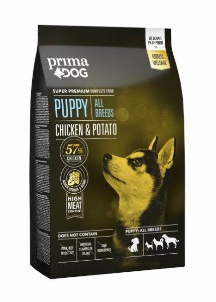PrimaDog kana - peruna kaikille koiranpennuille, 4 kg - Koiran kuivaruoka - 6430056887203 - 1