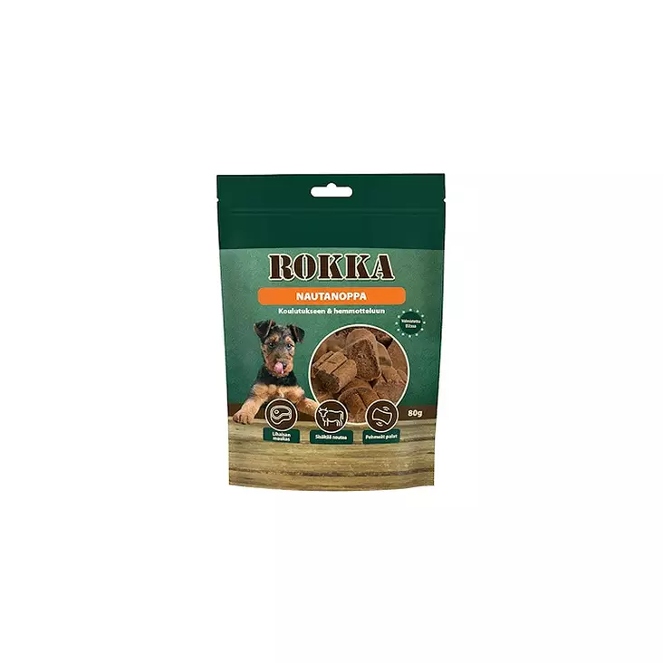 Rokka Nautanoppa 80g - Koiran puruluut ja herkut - 6438411023983 - 1