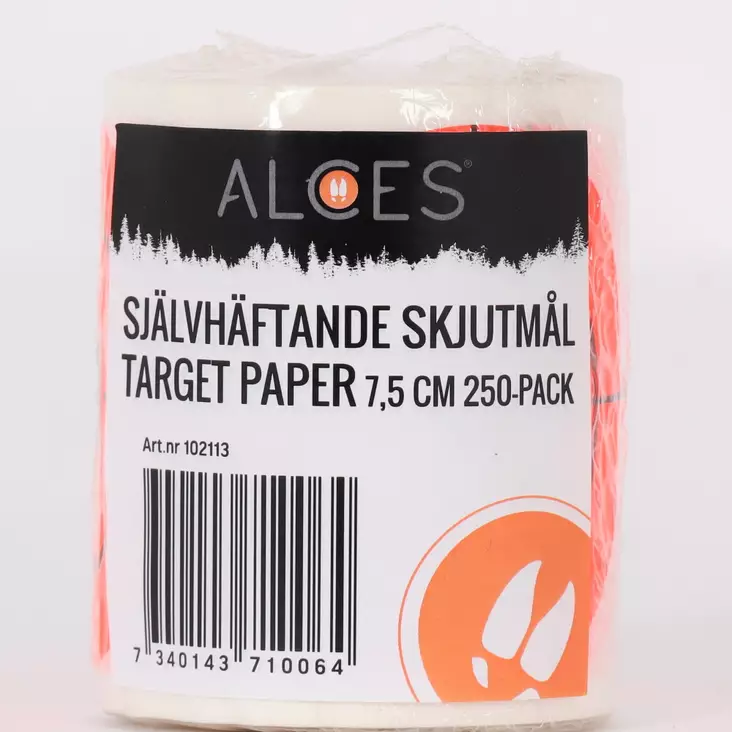 Alces itseliimautuva maalitaulu 7,5cm 250kpl - Ampumatuet ja taulut - 7340143710064 - 2