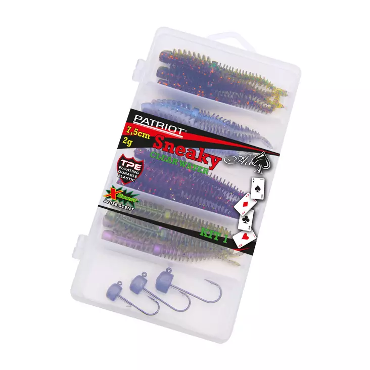 Patriot Sneaky 7,5cm NED lajitelma 16+3kpl Darkwater - Jigit - 6417512543064 - 1