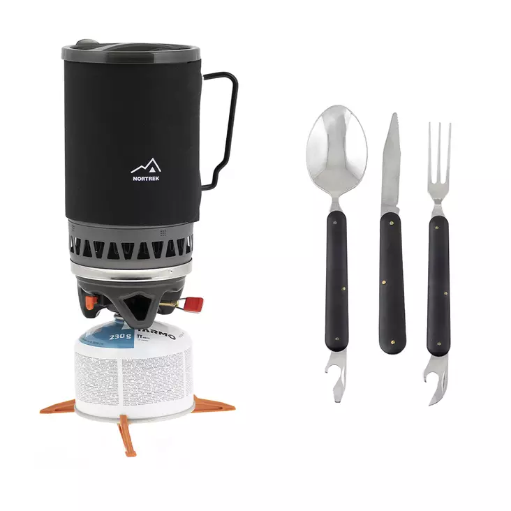 Nortrek HOT retkikeitin 1,4L+ retkiaterimet - Retkeilyn pientarvikkeet - 3950001300074 - 1