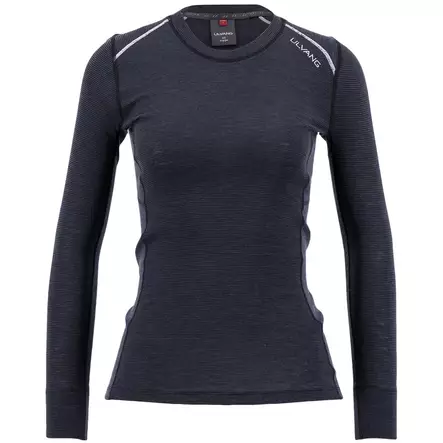 Ulvang Rav 100% Round Neck Ws Black/Granite/High Rise -naisten merinovillapaita - Alusasut - 3950001290405 - 1