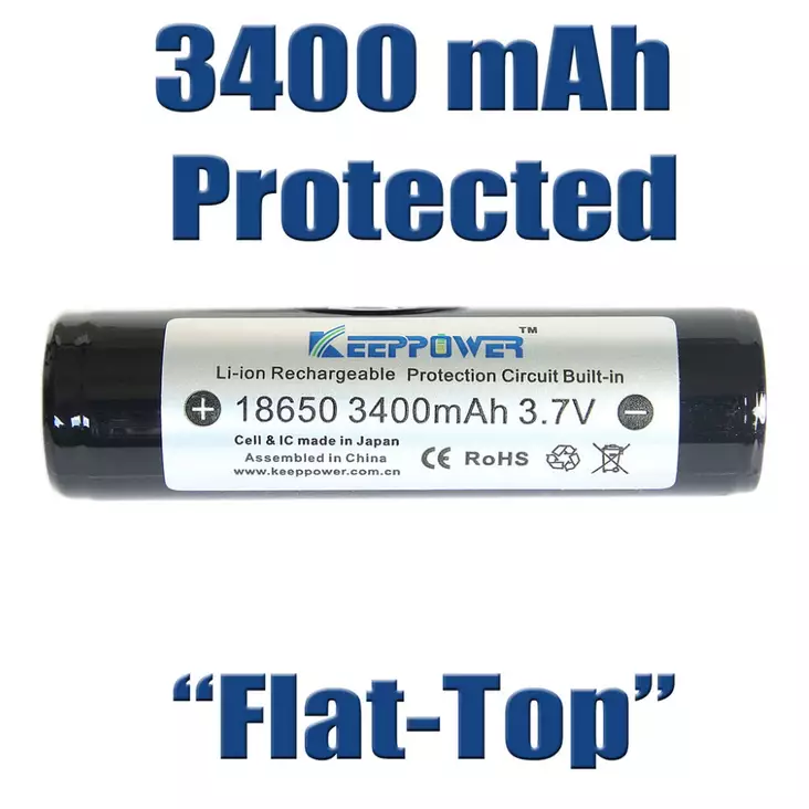 3400 mAh Keeppower 18650 3,7 V Li-Ion Flat-Top - Akut, laturit ja patterit - 3950001268275 - 1