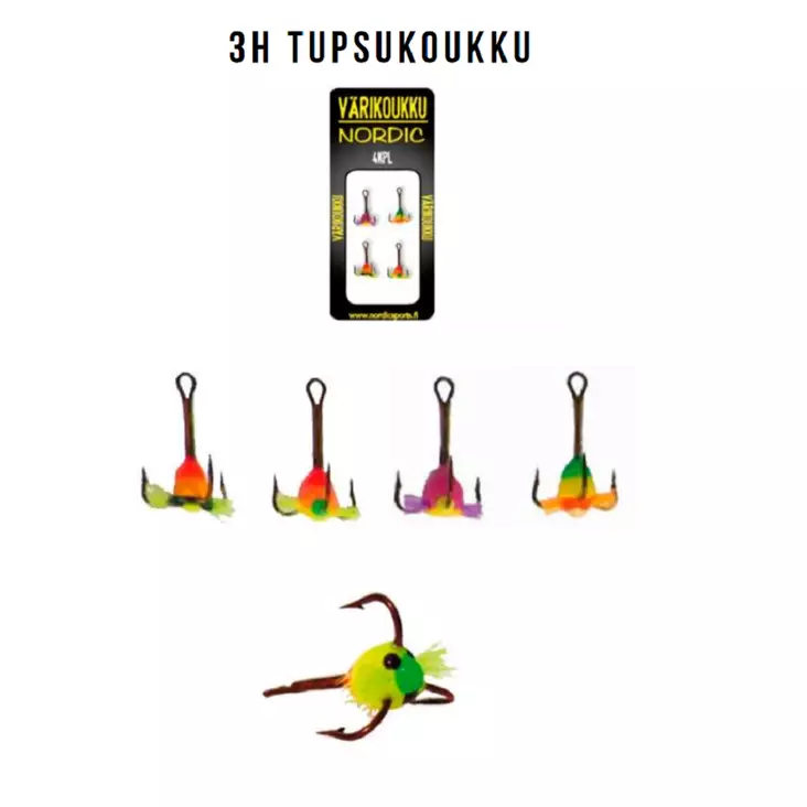 Fisherman 3-haarainen tupsuvärikoukku 4kpl - Pilkit ja morrit - 6420071072685 - 1