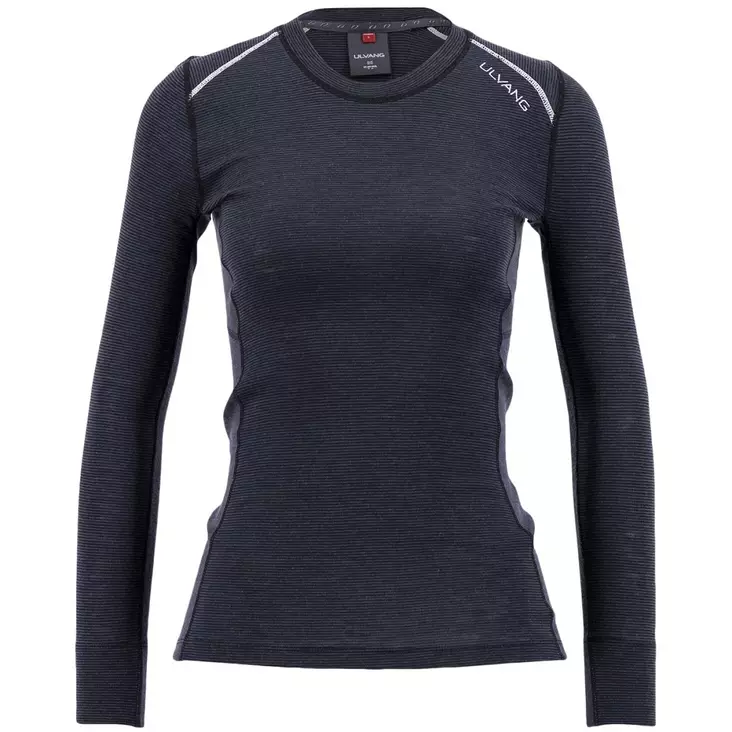 Ulvang Rav 100% Round Neck Ws Black/Granite/High Rise -naisten merinovillapaita - Alusasut - 3950001290405 - 1