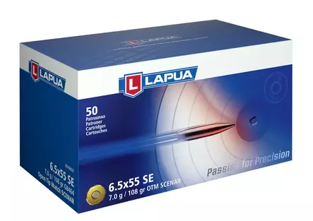 Lapua Scenar 6,5x55 SE 6,5g 50kpl, kiväärinpatruuna - Kiväärin kaliiperit 6,5-7,62 - 6418267102636 - 2