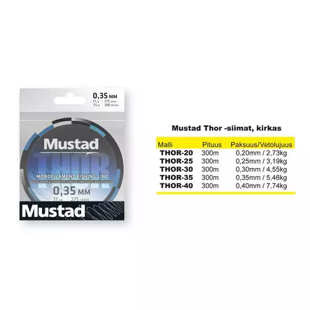Mustad Thor 300m -monofiilisiima - Monofiilisiimat - 3950001273606 - 1