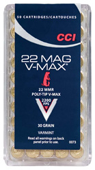 CCI V-Max .22wmr 50kpl 1,95g 670 m/s - Pienoiskiväärin kaliiperi 22 WMR - 076683000736 - 1