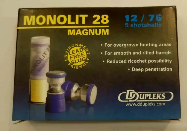 DDupleks Monolit 28 12/76 28g Täyteinen 5kpl - Haulikon kaliiperi 12 - 4751007980036 - 1