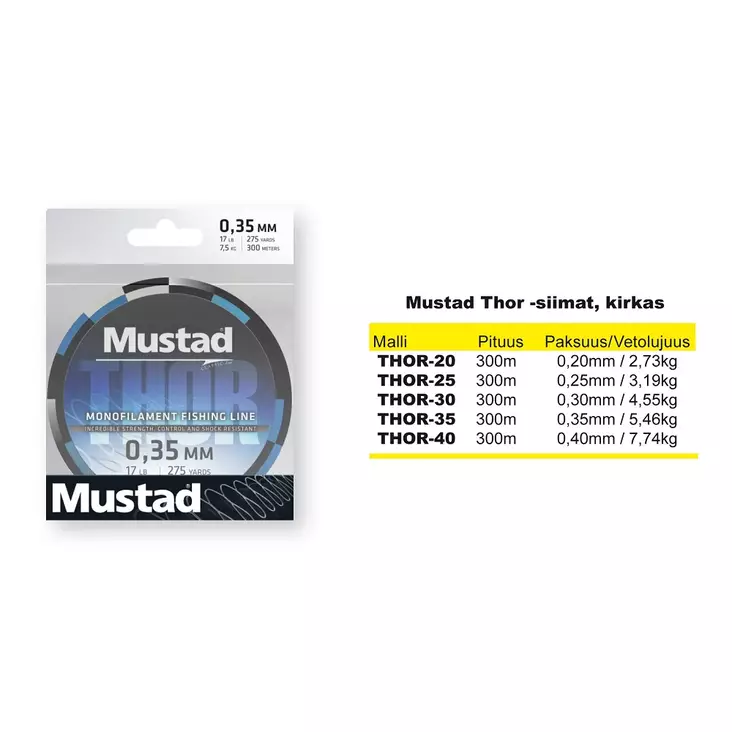 Mustad Thor 300m -monofiilisiima - Monofiilisiimat - 3950001273606 - 1