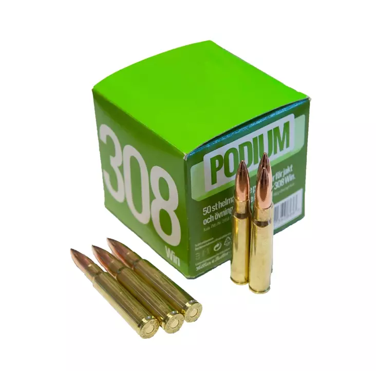Podium FMJ 308Win 8,0g 50kpl - Kiväärin kaliiperi .308 - 8590690340866 - 1