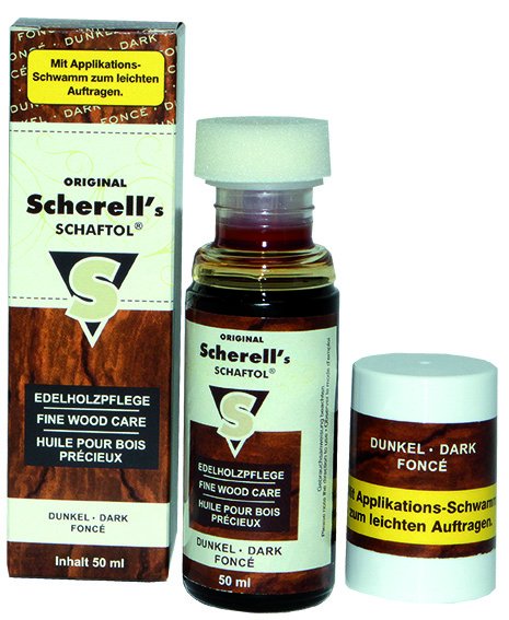 Scherell`s Schaftol tukkiöljy Extra-tumma 50ml + levityssieni - Aseen puhdistus - 4017777238174 - 1