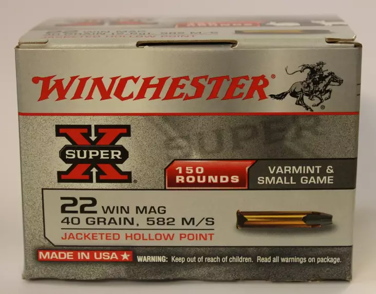 Winchester Super X 22WMR 40gr JHP 150 kpl - Pienoiskiväärin kaliiperi 22 WMR - 020892103726 - 1
