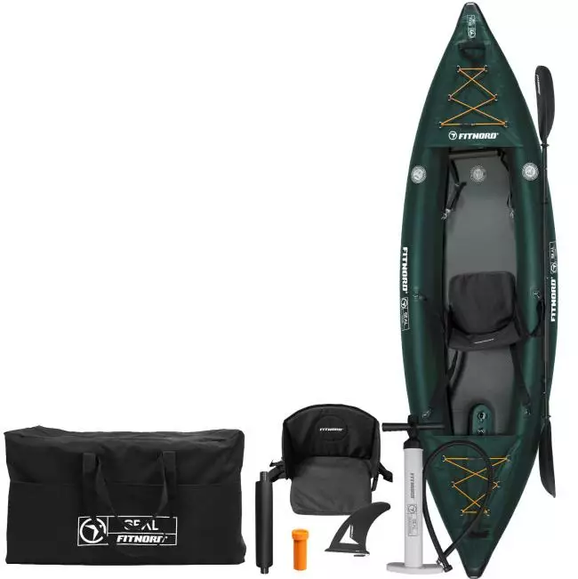 FitNord Seal One ilmatäytteinen kajakki, tummanvihreä (1-istuttava) G2 2026 *Ennakkotilaa 30.4 saapuvasta erästä!* - Ilmatäytteiset kajakit - KK1003867 - 1