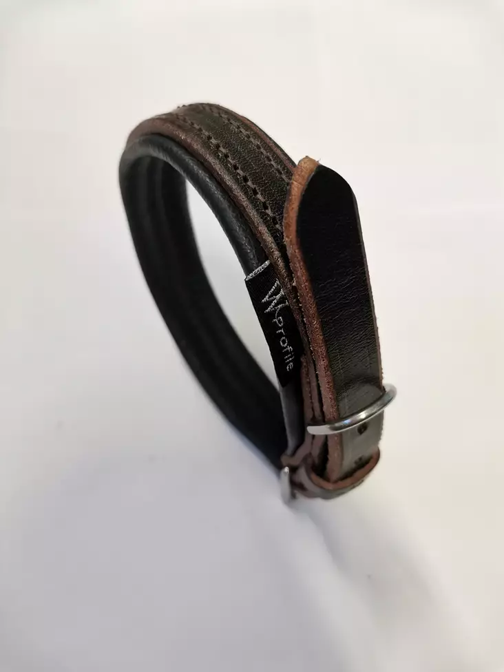 W-profile nahkapanta 50cm musta/tum.ruskea - Koiran pannat ja valjaat - 3950000108718 - 2