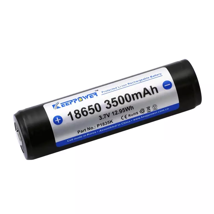 18650 KeepPower 3500 mAh 7A Li-Ion akku 3,7 V suojapiirillä (button-top) - Akut, laturit ja patterit - 3950001295288 - 1