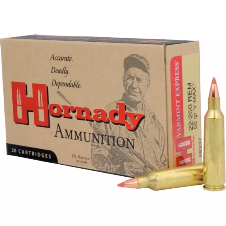 Hornady V-MAX .22-250 50gr 3,5g 20 kpl - Kiväärin kaliiperit .222-.243 - 090255833669 - 1