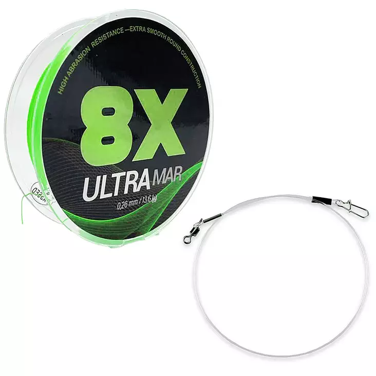 Ultramax 8X vihreä kuitusiima + Fluorocarbon-peruke - Kuitusiimat - 6420071116129 - 2